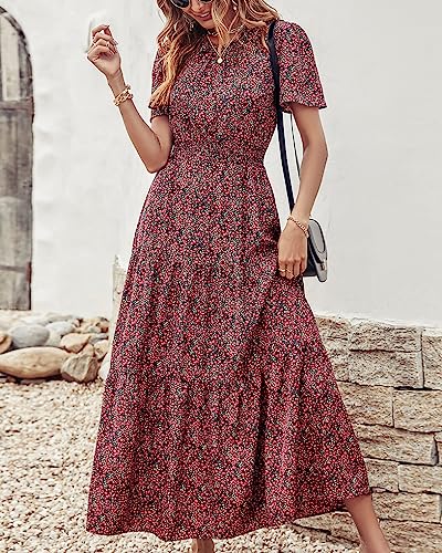 Image of PRETTYGARDEN Women's Casual Smocked Boho Floral A-Line Maxi Dress 2026
