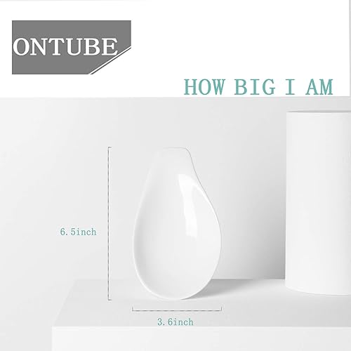 Vista 22 de ONTUBE Juego de 4 cucharas de cerámica para buffet, juego de 4, soporte para cucharas de cocina, 6.5 pulgadas (azul)