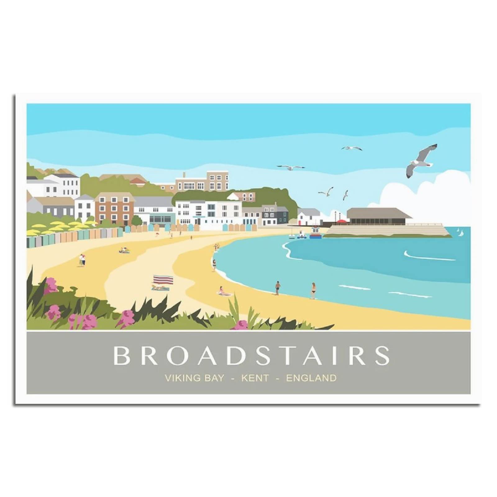 Uejd Unframe-Style Vintage Broadstairs Kent Viking Bay Travel Poster Decorative Posters Modern Bedroom Canvas Art Poster Picture Painting Posters Wall Decor Art Gift