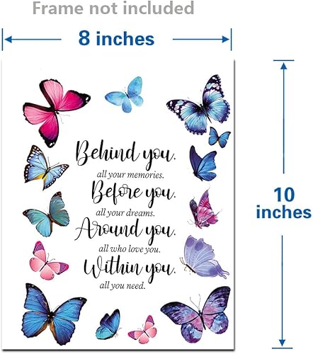 Miniatura 7 de Póster de pared con citas inspiradoras de mariposas, póster de Behind You All Your Memories, regalos de graduación de Gtizry para hija, regalos
