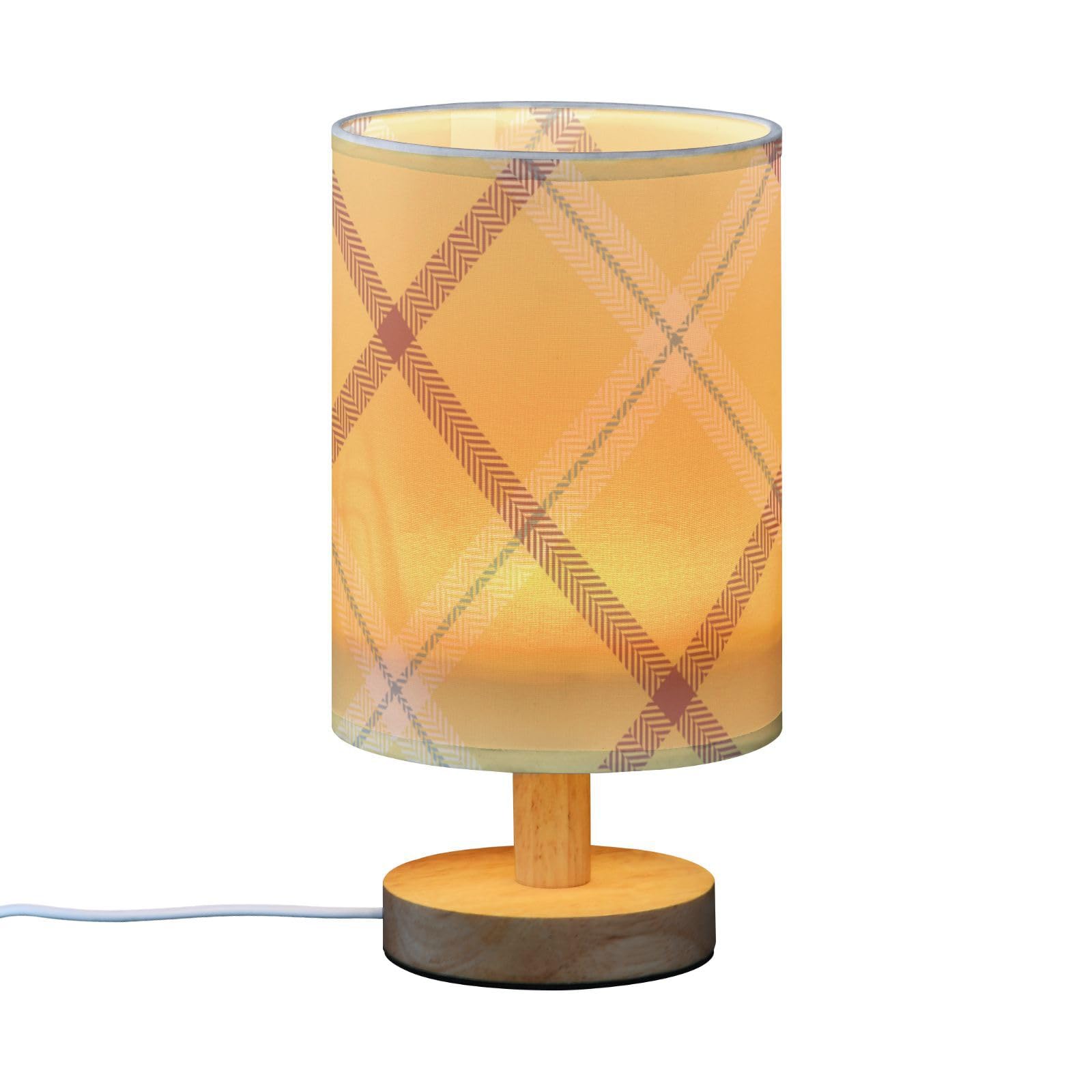 FRODOTGV Night Lights USB Lamp Modern Yellow Plaid Tartan Lamp for Kids Room Home Office