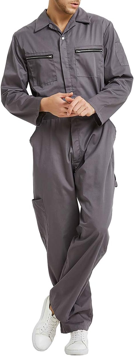 TopTie Men's Twill Action Back Coveralls Zipper Coverall Regular