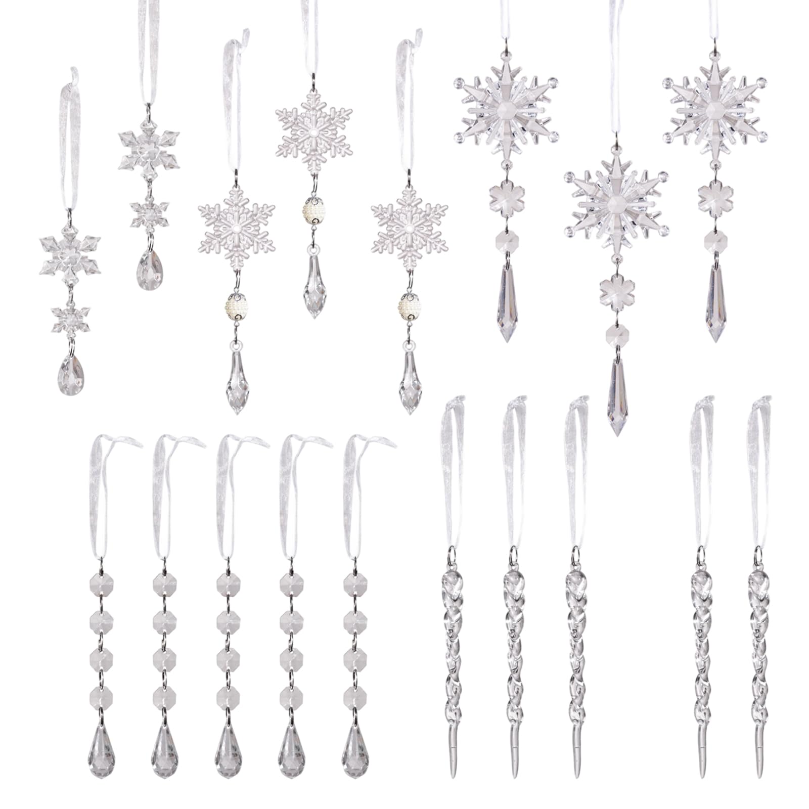 Elnwnnkc 1 Pack Acrylic Snowflake Berries Ball Ice Sticks Ornament Shatterproof Clear for Christmas Holiday Decorations Shatterproof Holiday Ornament