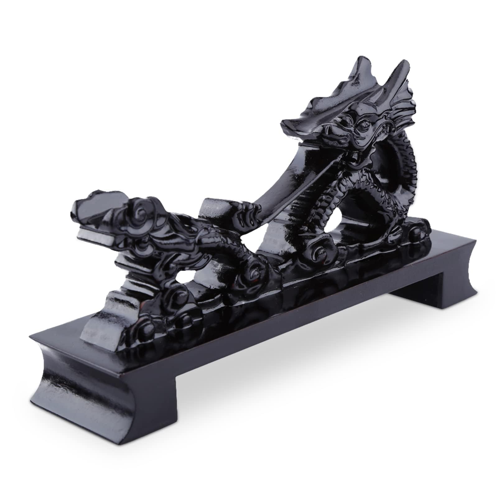 HERCHR Singolo Orizzontale Stand Wakizashi, Supporto per Spada Nero Cinese a Forma Di Drago, Porta Spada Wakizashi Katana Espositore Da Tavolo a Forma Di Drago, Supporto Da Tavolo per Spada