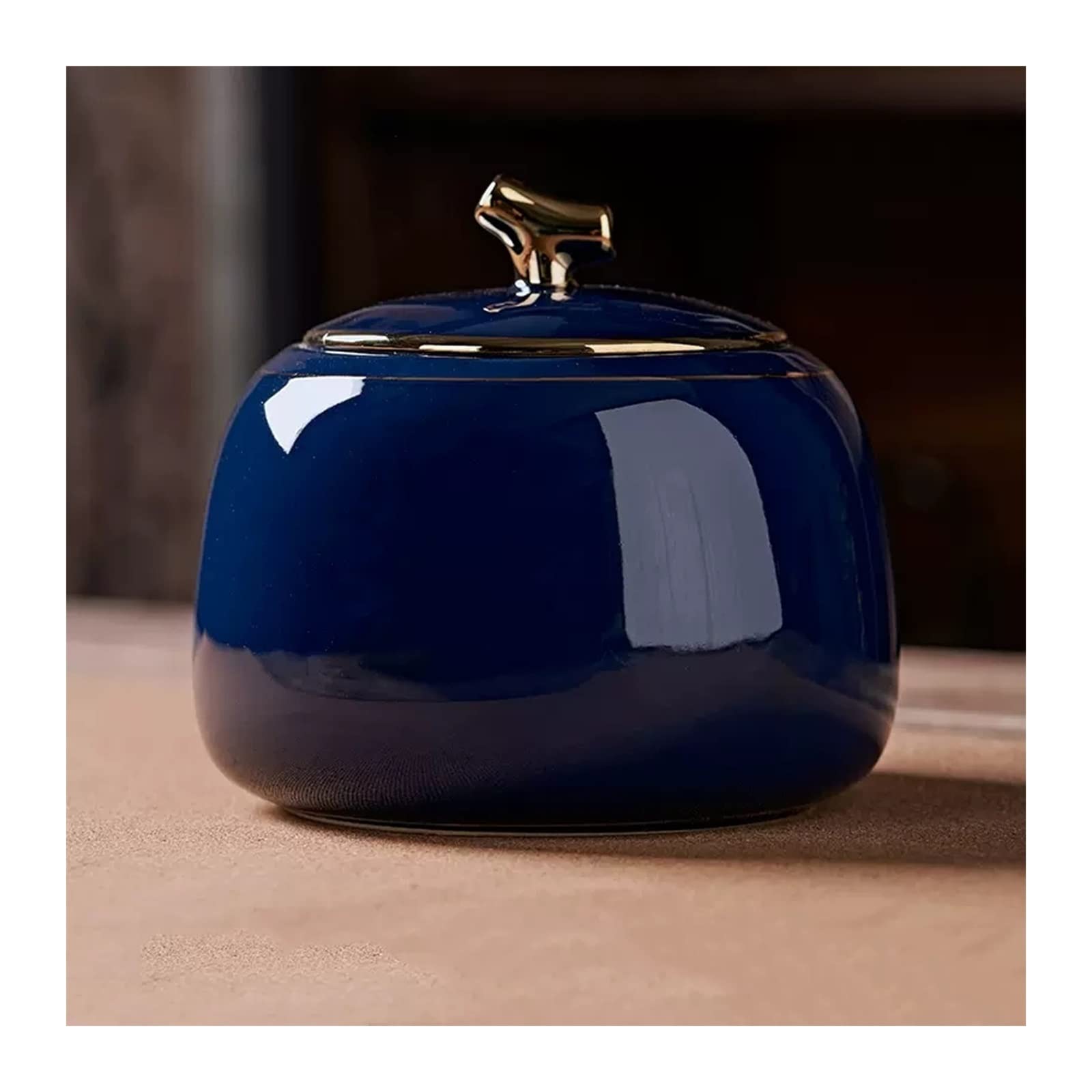 zhangrui1888 Tea Canister Shiny Ceramic Tea Caddy Canister Storage Container Tins Jar with Airtight Lid Lovely Tank for, Coffee, Herb, Sugar, Spice, Nuts, 800ML Tea Storage(Blue)