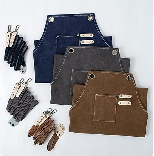 Miniatura 5 de Delantal de lona de algodón para pintura de artistas, delantal de chef con correas cruzadas en la espalda para hombres y mujeres, cocina