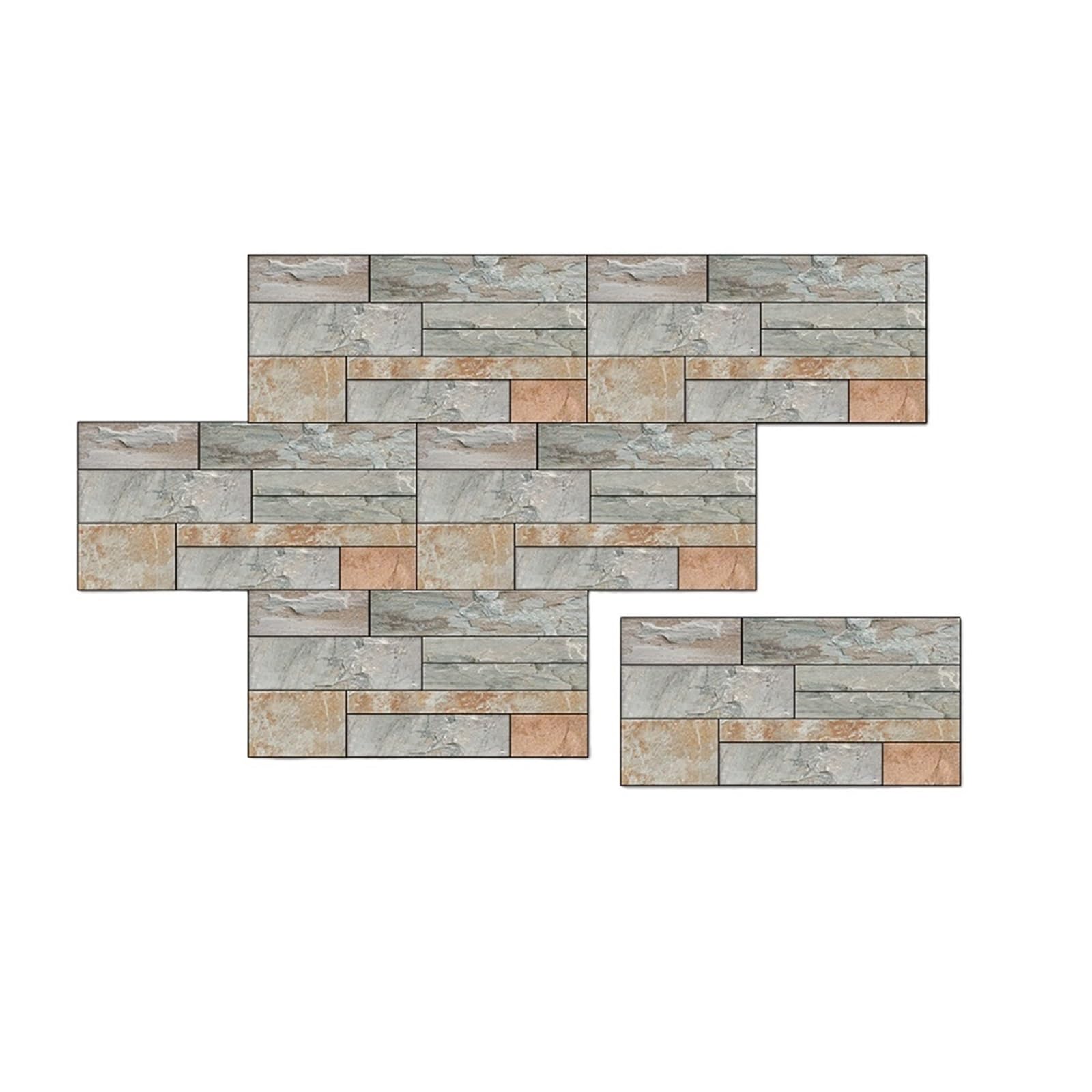 Stick On Tiles 6pc 3D Cobblestone Pattern Wall Stickers Self-Adhesive PVC Sticker Kitchen Bathroom Waterproof(6)