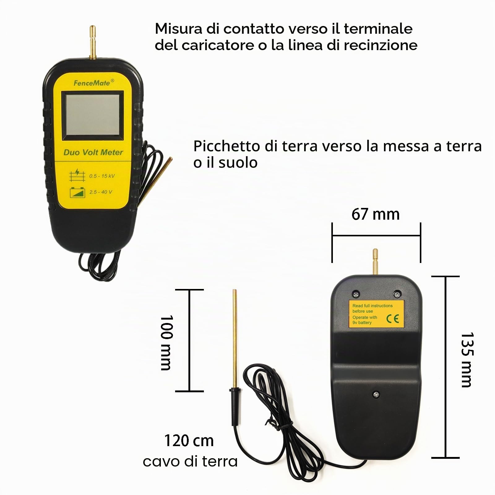 FenceMate Digital Dual tester di recinzione elettrica per controllare la tensione 0,5-15KV e la tensione della batteria 2,5-40v recinzione elettrica