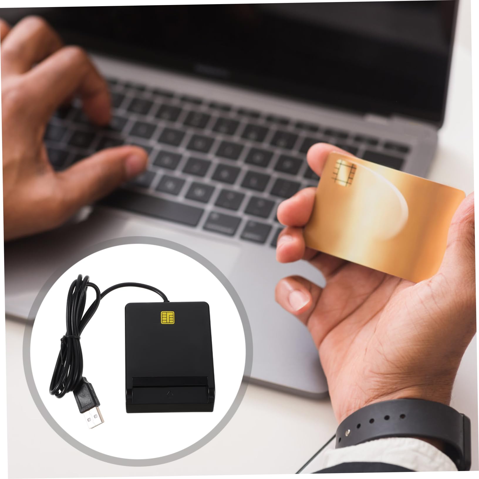 STOBAZA USB Smart Card Reader for Multi Card Access Compatible with Windows Vista Compact Portable Device for Efficient Data Transfer and Easy Setup