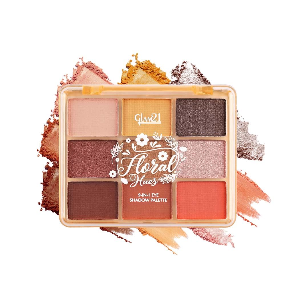 Glam21 Floral Hues 9 In 1 Eyeshadow Palette | Highly Pigmented | Easy To Carry | Multicolor | Matte and Shimmers | Super-Blendable | Smudge-Proof (7.2 gm) | 06- Sunflower
