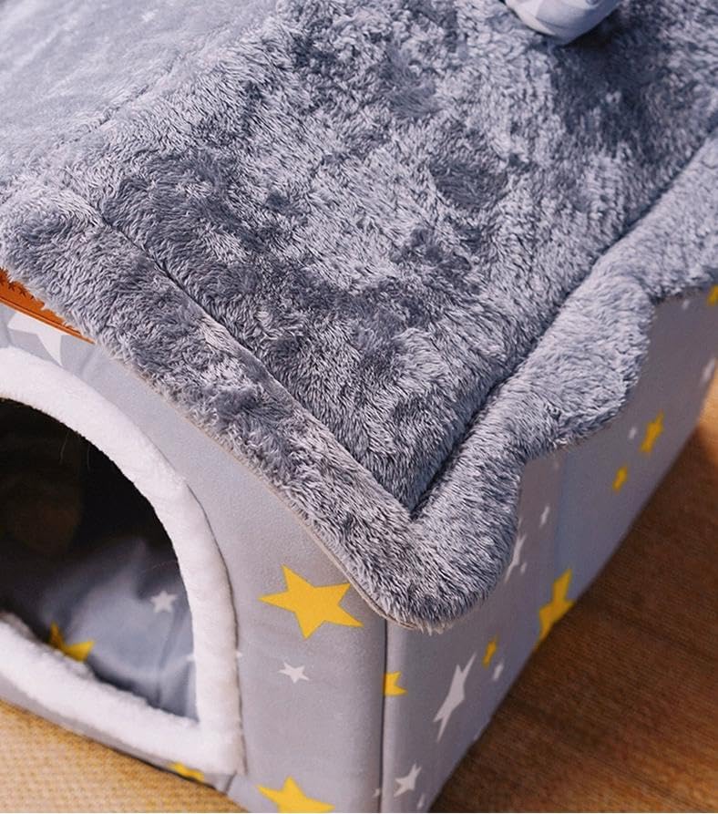 Scnbom Dog House Indoor Puppy Cave Cat Nest Kennel Pet Bed Portable Memory Sponge Foldable Houses with Cushion (Grey, S:Size fits 3.5kg/8lbs (Pets)) - Image 4