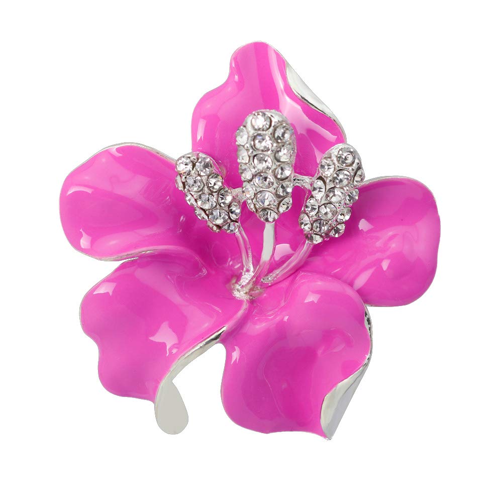 Samzary Lily Brooch Pin Classic Crystal Rhinestone Flower Scarf Brooch Women Coat Sweater Clips Broches Wedding Corsage