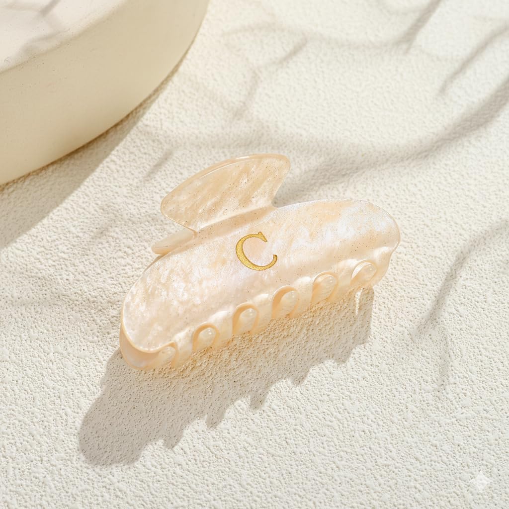 Acrylic Letter Hair Clips For Women Alphabet Hair Claw Initial Hair Clip Fashion Glitter Chic Monogram Claw Clip Hair Accessory Large Hair Clips C - Image 5