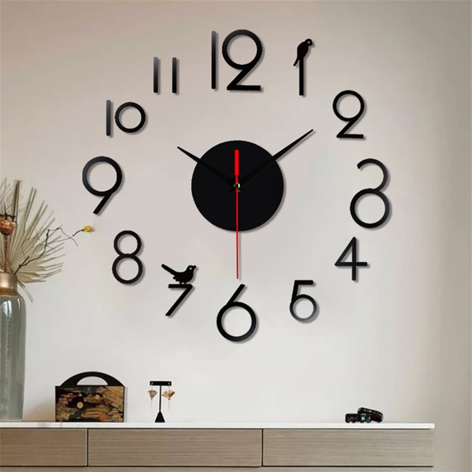 Orologio da parete 3D: Muto senza cornice Orologio da parete 3D grande Design moderno Orologio da parete decorativo Adesivo per specchio Adesivo da parete Decorazioni per l'home office Regalo(Argento