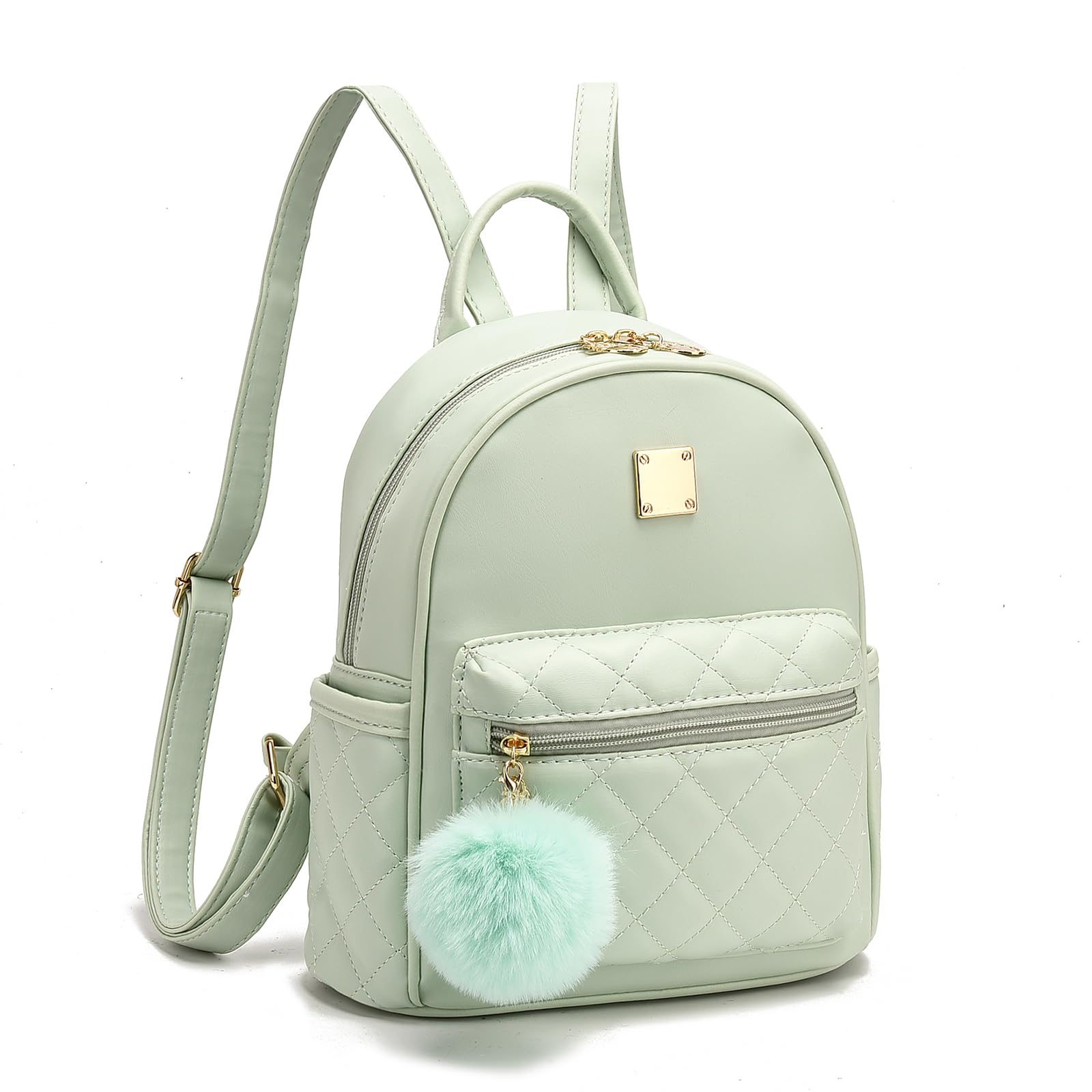 Barsine Girls Fashion Mini Backpack Purse Small Cute Plaid Leather Women Backpacks Little Bag, Green