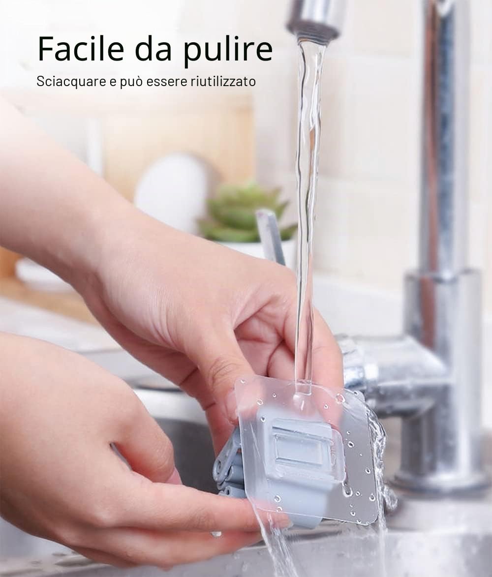 Portascope e Portaspazzole Muro Autoadesivo Plastica Supporto per Scopa da Appendere Ganci per Scope da Muro Adesivi Grigio