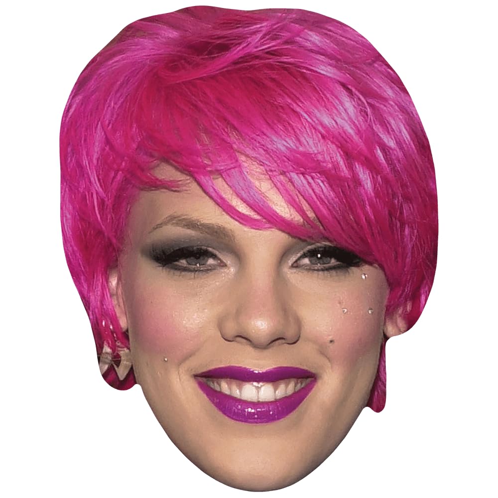 Celebrity Cutouts Lifelike Pink (Pink Hair) Celebrity Mask, Flat Card Face, Fancy Dress Mask