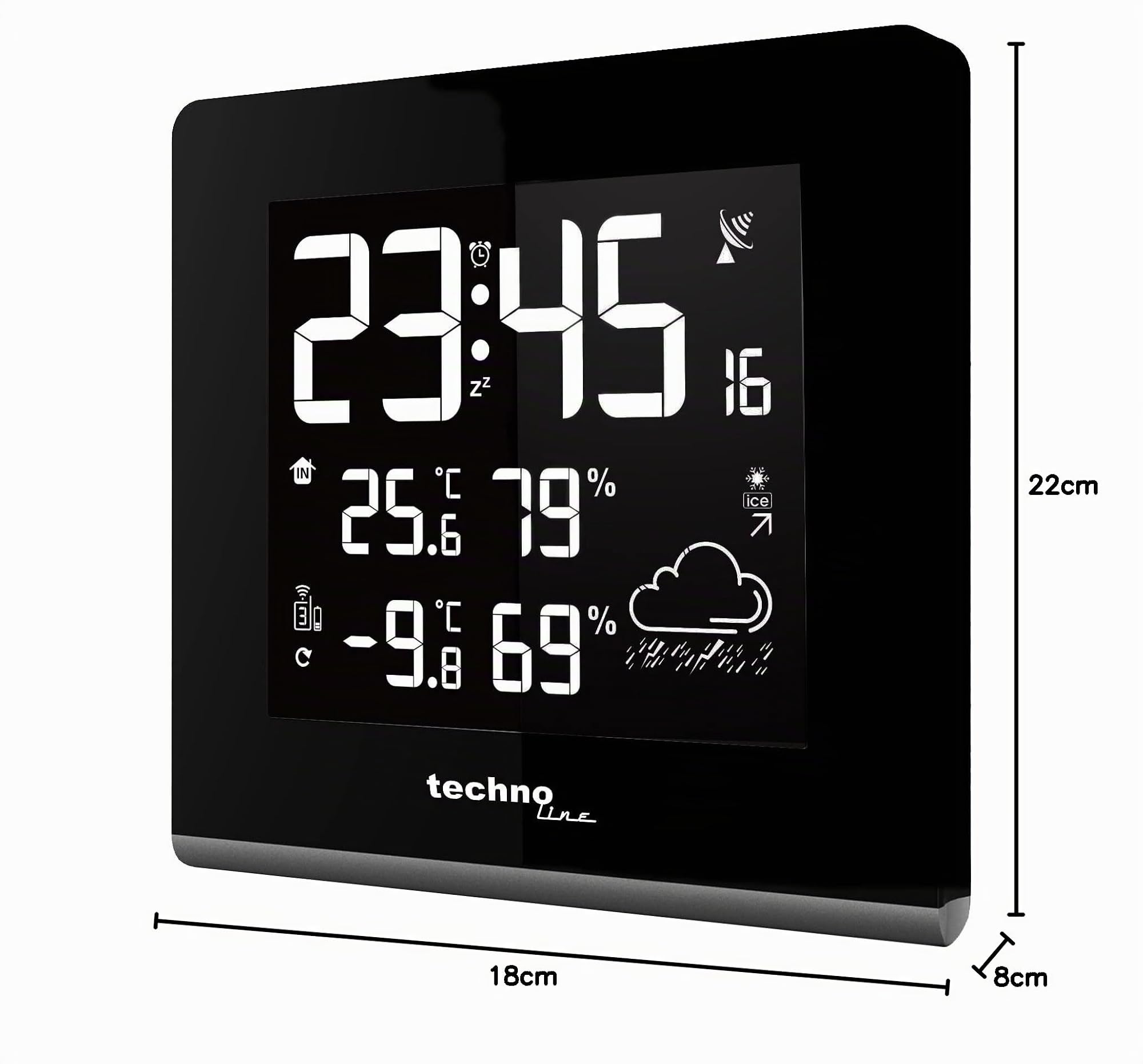 Technoline WS 9065 Moderne Wetterstation mit Displaydarstellung in 256 verschiedenen Farben mit Netzteil