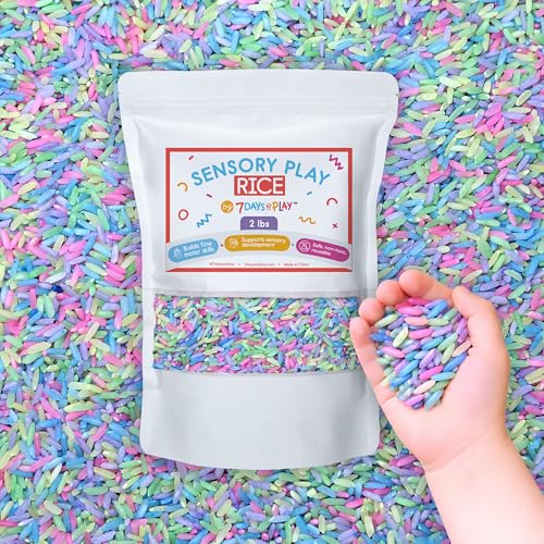 Pastel Rainbow Sensory Play Rice for Kids 2 lbs Spring-Themed Sensory Bin Filler for Scooping Pouring Sorting & Creative Play Perfect for Sensory Tables & Fine Motor Play Ages 3+