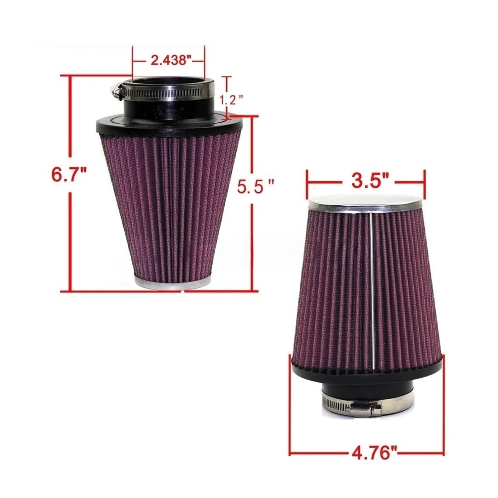 Filtro aria aspirazione Elemento Filtrante Universale Da 62 Mm Ad Alto Flusso Ovale Conico RC-3680 Ricambio Per Aspirazione Detergente Per Ha&rley Per Hond&a Dyna XL