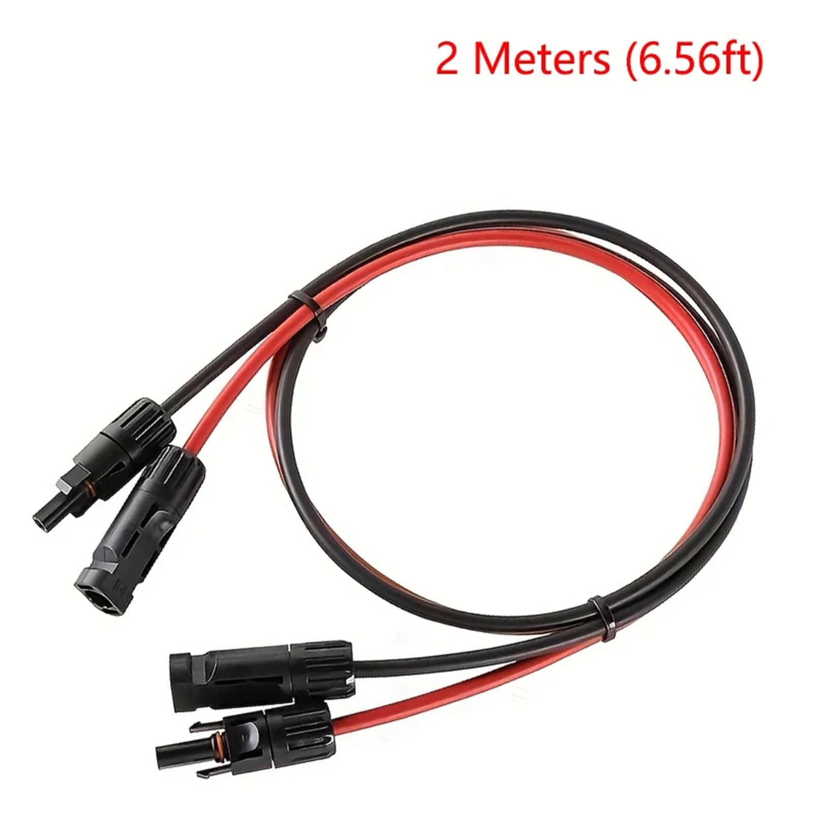 1 par de cables de extensión para panel solar, alambre de cobre 6 4 2,5 mm² 10 12 14 AWG negro y rojo con conectores de cables solares fotovoltaicos (2 m rojo y 2 m negro, 14 AWG-2,5 mm2)