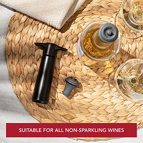 Image of Vacu Vin Original Wine Saver with 2 Vacuum Bottle Stoppers - Wine Preserver Pump for Red or White Wine - Manual Air Remover System - Airtight Seal - Keep Wine Fresh Longer - Blue
