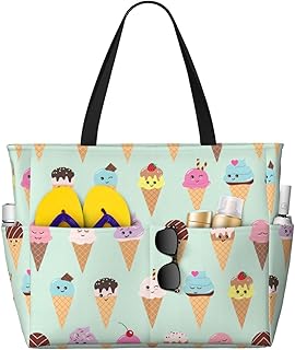Ice Cream Cones Print Versatile Large Beach Travel Bag,Anti-Sand Beach Carry Bag For Various Needs - FRESQA