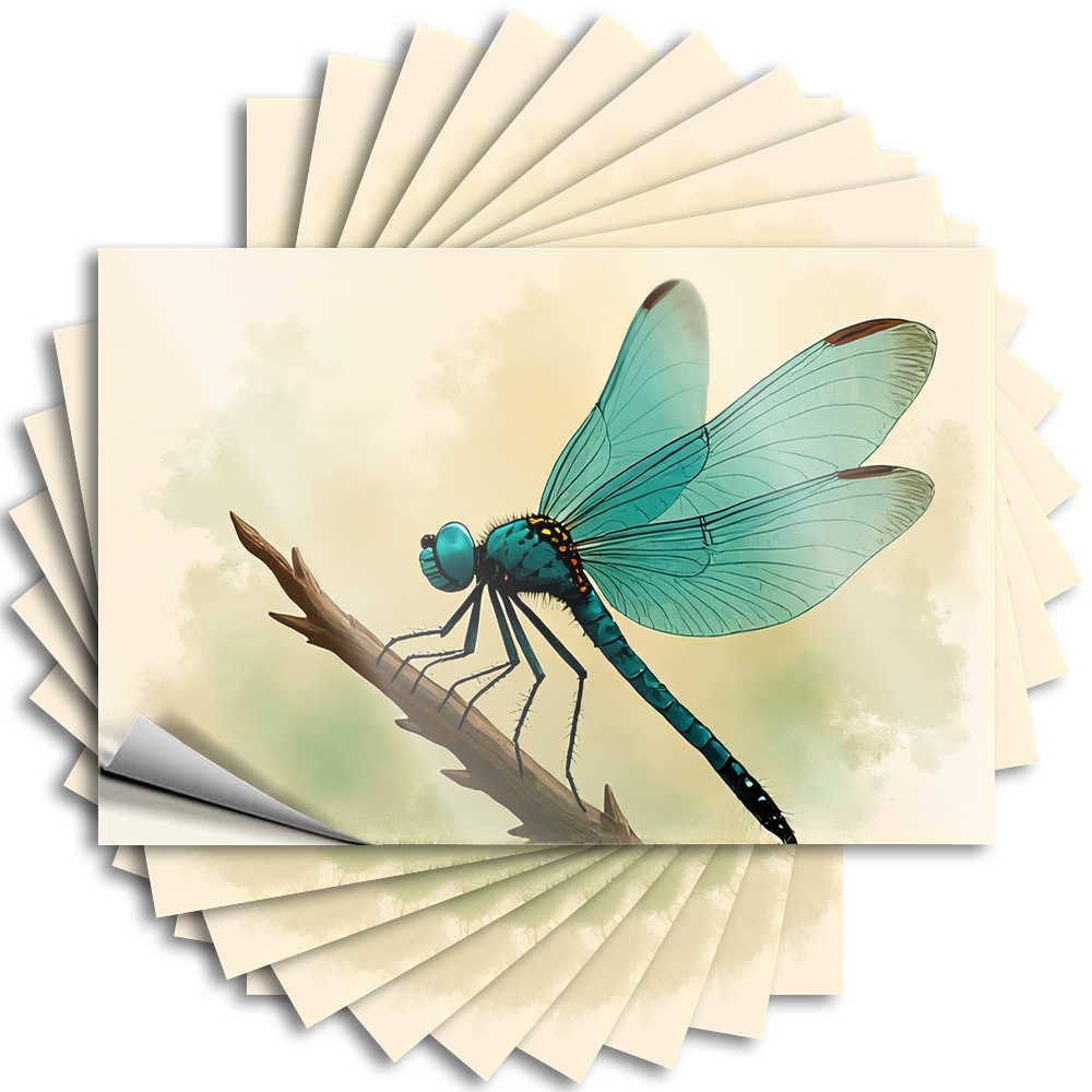 Tool Box Stickers Blue Dragonfly On A Branch Stickers 10Pcs Inappropriate Stickers Biker Helmet Stickers(12X18CM)