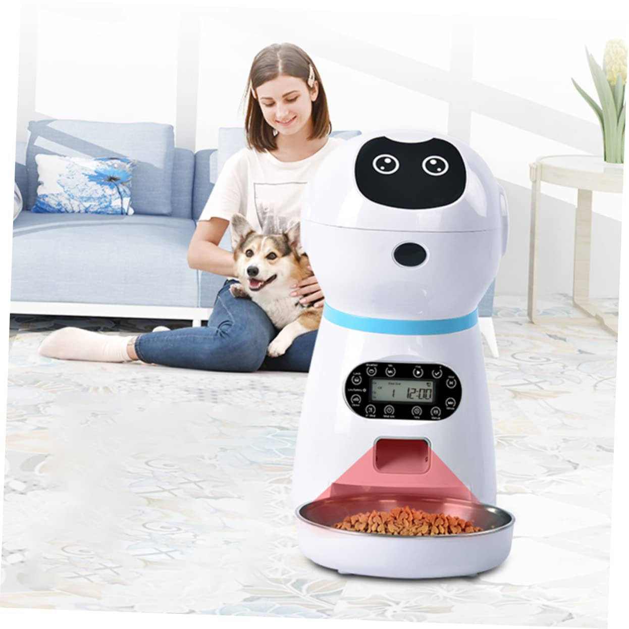 Ipetboom Comedero Temporizado Dispensador Automático para Mascotas con Capacidad de 3.5l, Diseño Flexible con Impulsor y Goma Suave Adecuado para Uso Doméstico Personal