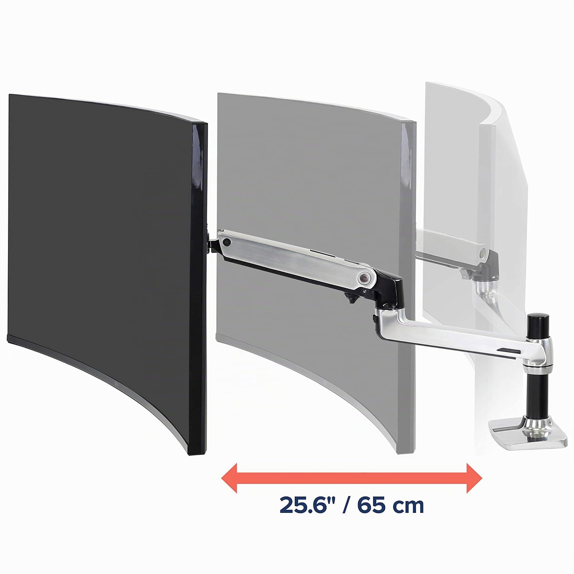 Ergotron - Braccio LX, supporto da scrivania per monitor ultrawide e piatti fino a 34 pollice, da 3,2 a 11,3kg, VESA 75x75/100x100mm - Alluminio lucido (45-241-026)