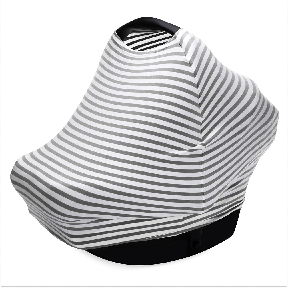 Parker Baby Co. Multi-Use Cover: Carseat Cover, Nursing Cover - Gray Stripe