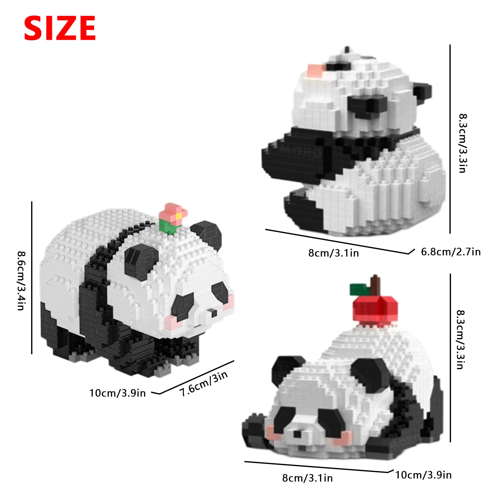 Larcele Micro Building Blocks Animal Set, DIY Mini 3D Building Toy Bricks,983 Pieces KLJM-09 (3 in 1 Panda B) - Image 3