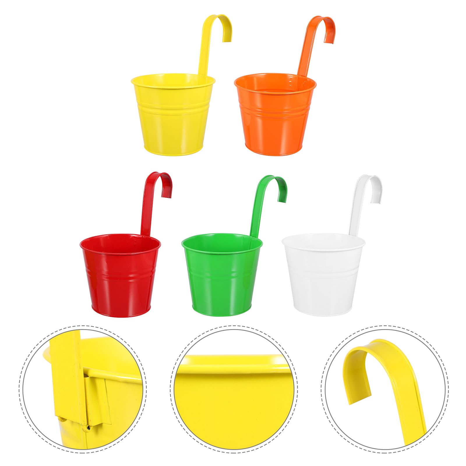 SOIMISS Pots de Fleurs Suspendus en Fer Lot de 5 Crochets Détachables 16 cm Diamètre 25 cm Hauteur Multicolores