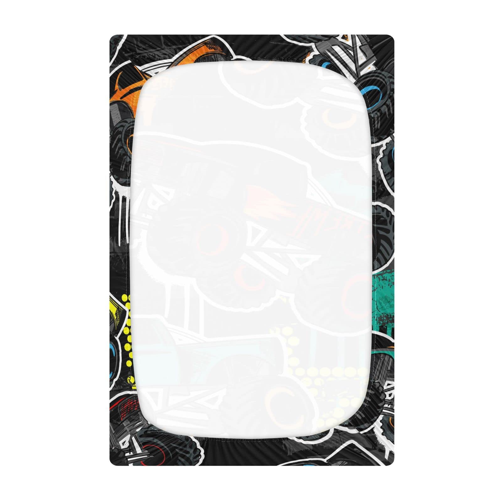 Teal Red Monster Truck Fitted Crib Sheet for Boys Girls Baby Crib Sheet Crib Mattress Sheet Breathable Crib Sheets for Toddler Bed Mattress,39 x 27 in