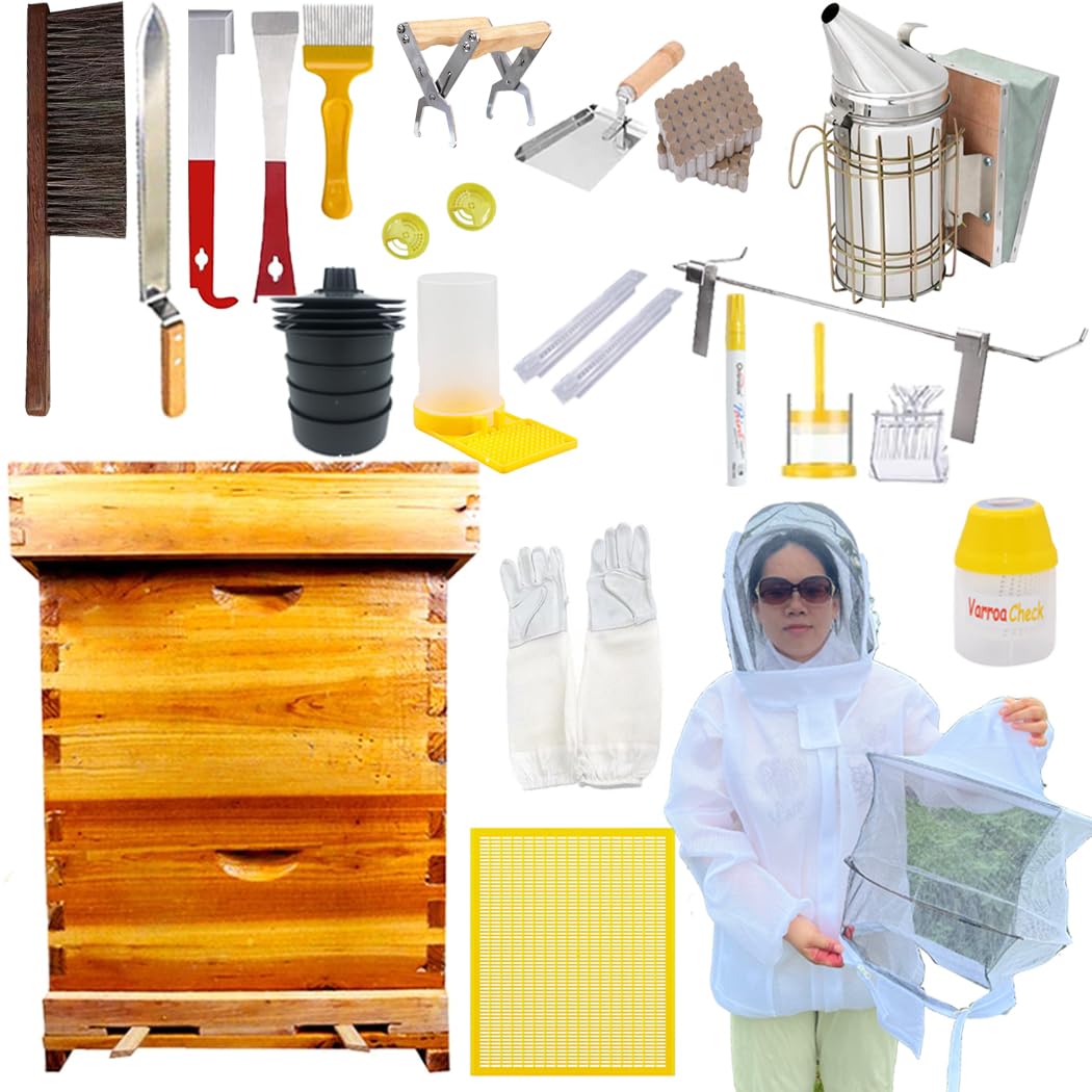 Photo 1 of 10 Frame BeeHives with Supplies Starter Kit, Bee Keeping Supplies-All Beginners Kit, Bee Hive Tool Set, Ventilated Bee Jacket (XXL)