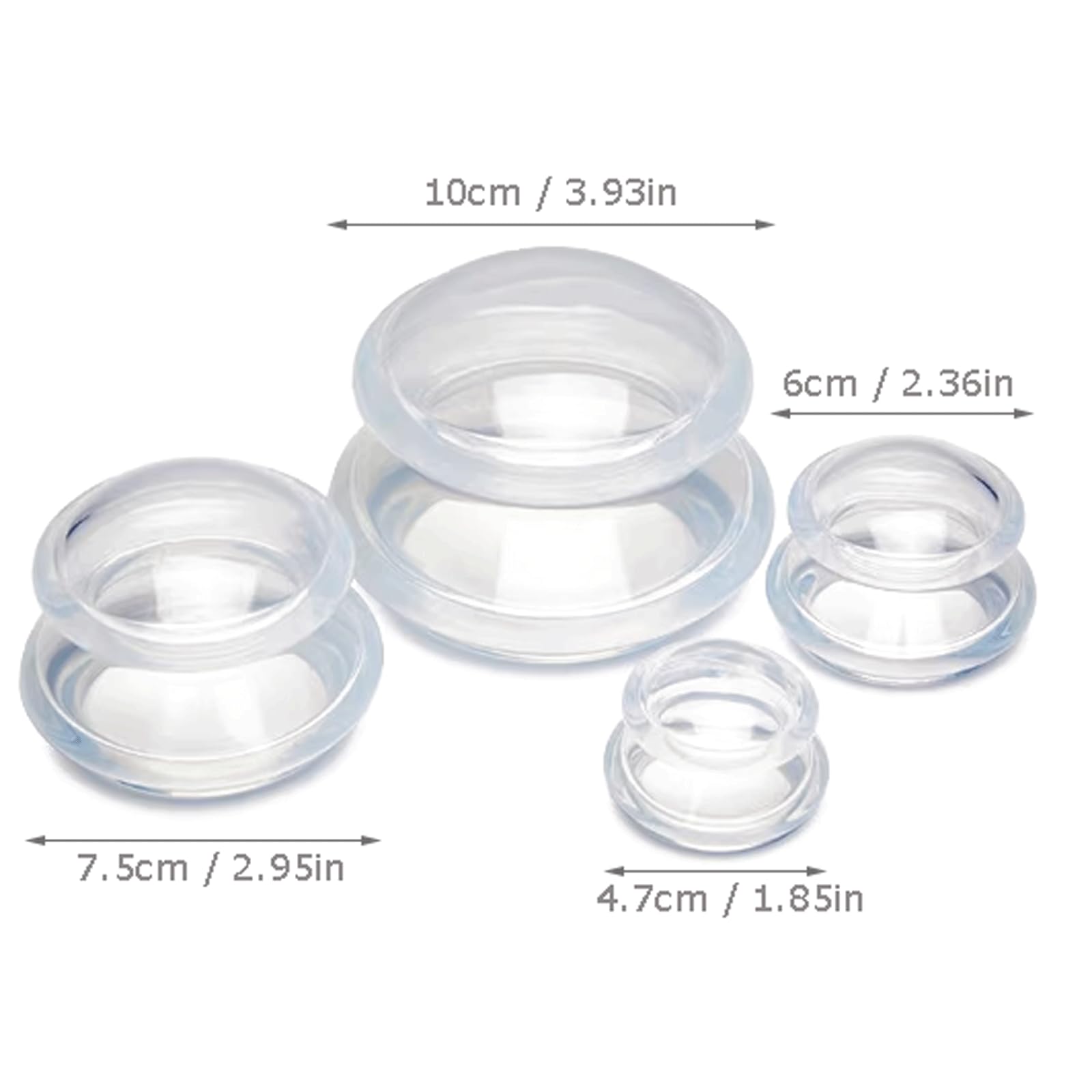 Juego de ventosas de Silicona para Masaje, Juego de Terapia de ventosas al vacío, Kit de ventosas de Masaje para Terapia de Masaje, 4 tamaños