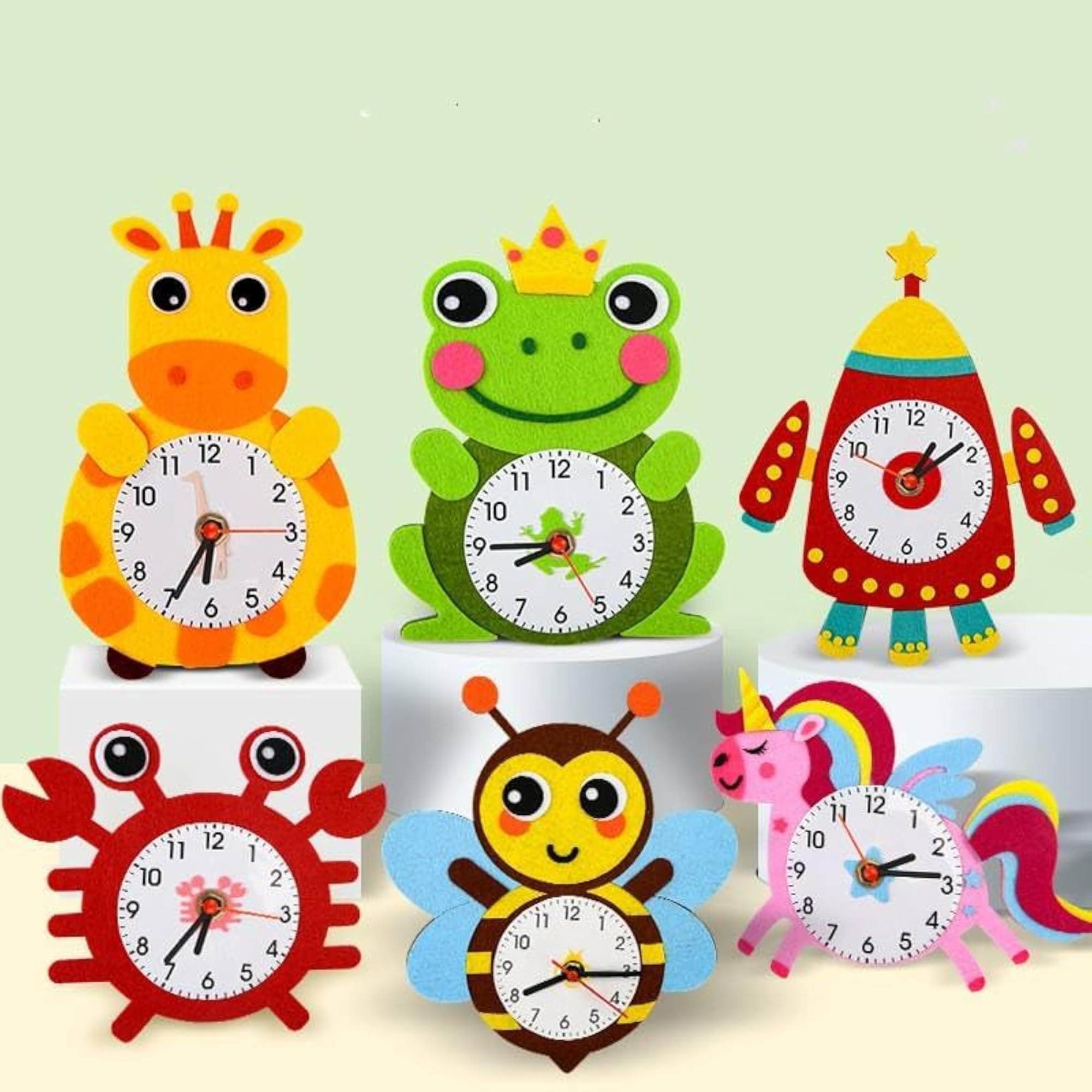 DIY Felt Animal Clock Craft Kit for Kids, Educational STEM Activity
