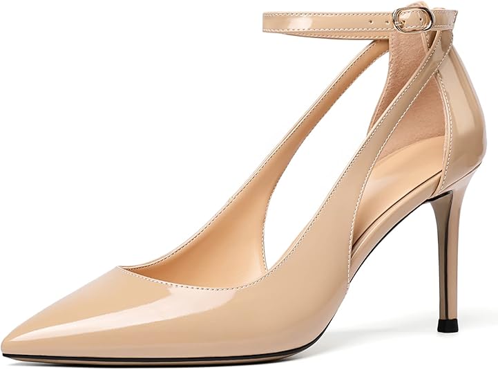 Scarpe Con Tacco A Spillo Donna - Pompe Con Fiocco E Cinturino Alla Caviglia - Per Matrimonio E Feste