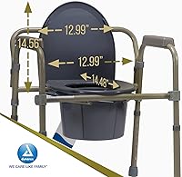 Vista 7 de Dynarex Cómoda plegable para mesita de noche, silla de inodoro portátil 3 en 1 para ancianos y discapacitados, diseñada para uso independiente, como