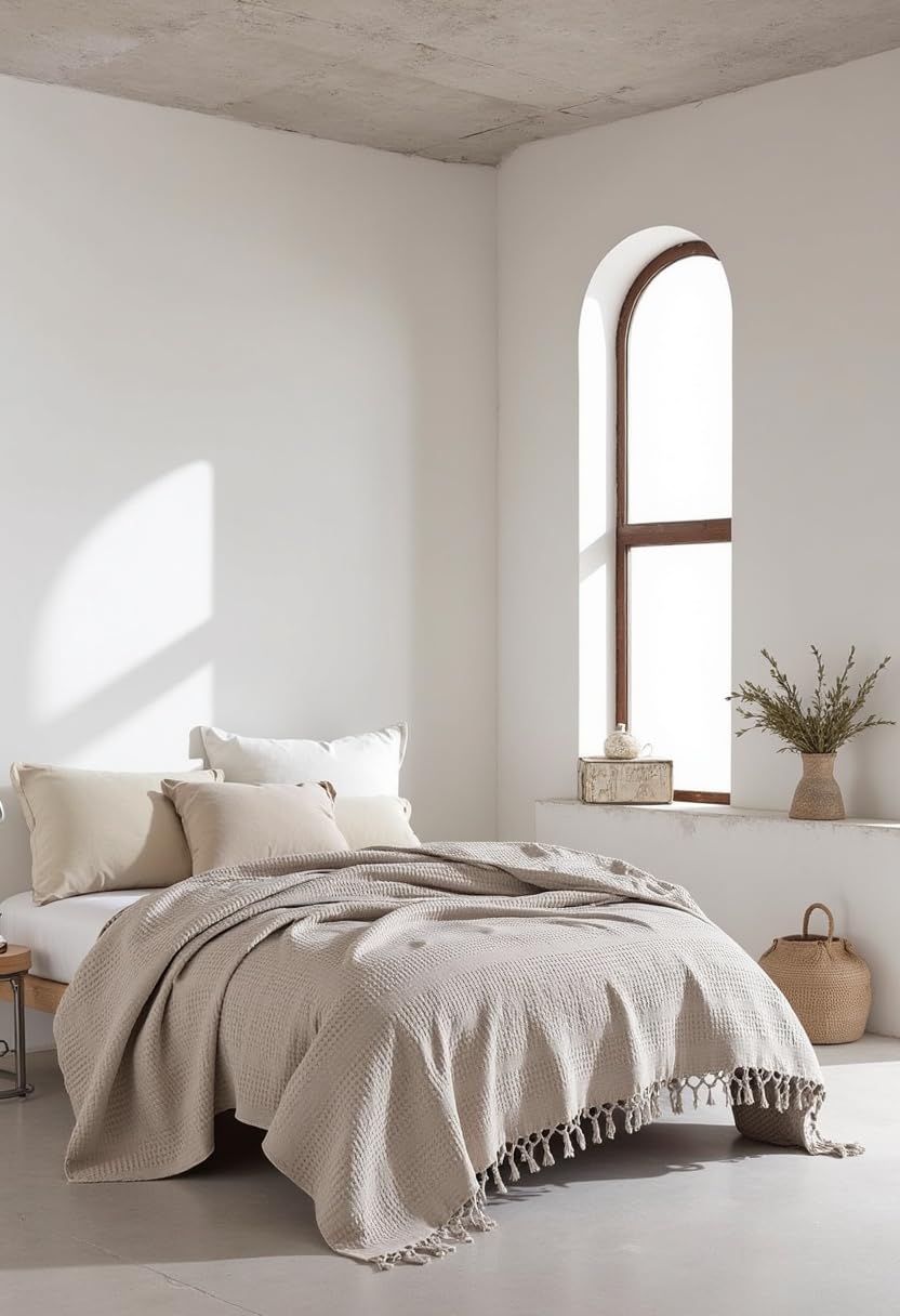 BOHORIA® Colcha con diseño gofrado Urban Loft, extragrande, 220 x 240 cm, 100 % algodón, Oeko-Tex®, para sofá, sillón y cama (The Urban Loft) (sepia)