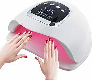 280W UV Light for Nails, Red UV Lamp for Gel Polish, Soft for Skin, LED Gel Nail Lamp, 66 Beads Fast Curing, Professional Nail Curing Lamp, 4 Timer, Gel Nail Dryer, Nail Art Drying Tool for Home/Salon