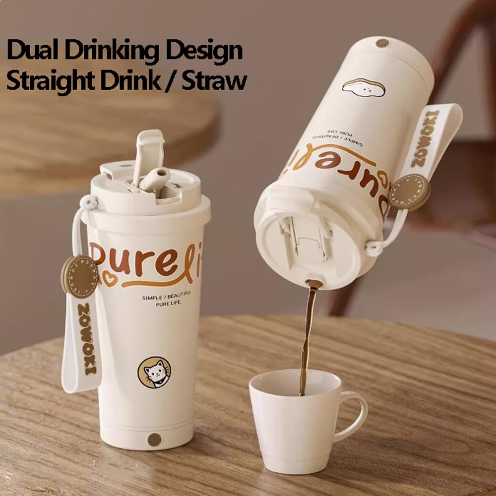 Kubki elektryczne kubki do mieszania dla dziewcząt najnowszy model w pełni automatyczny termos do kawy 400 ml podwójny napój design kubek ze stali nierdzewnej One Touch mieszanie designerski