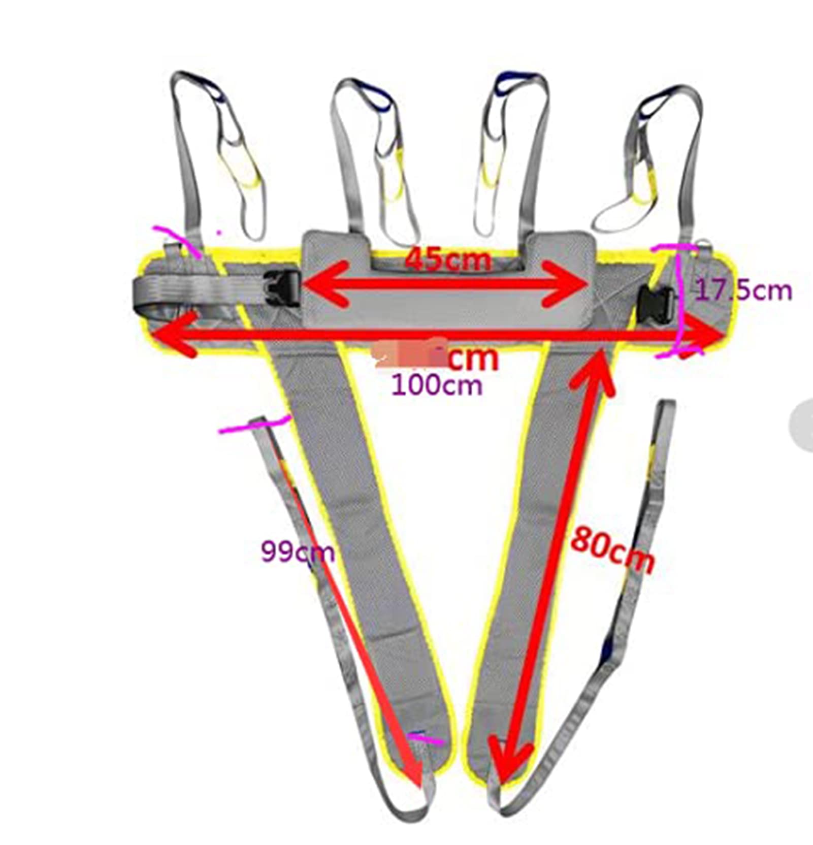 Paciente Honda Levantador Grúa, Walking Training Lift Sling, Cinturón De Transferencia Médica ​elevación para Enfermería, Ancianos, Discapacitados（No Incluye Grua）