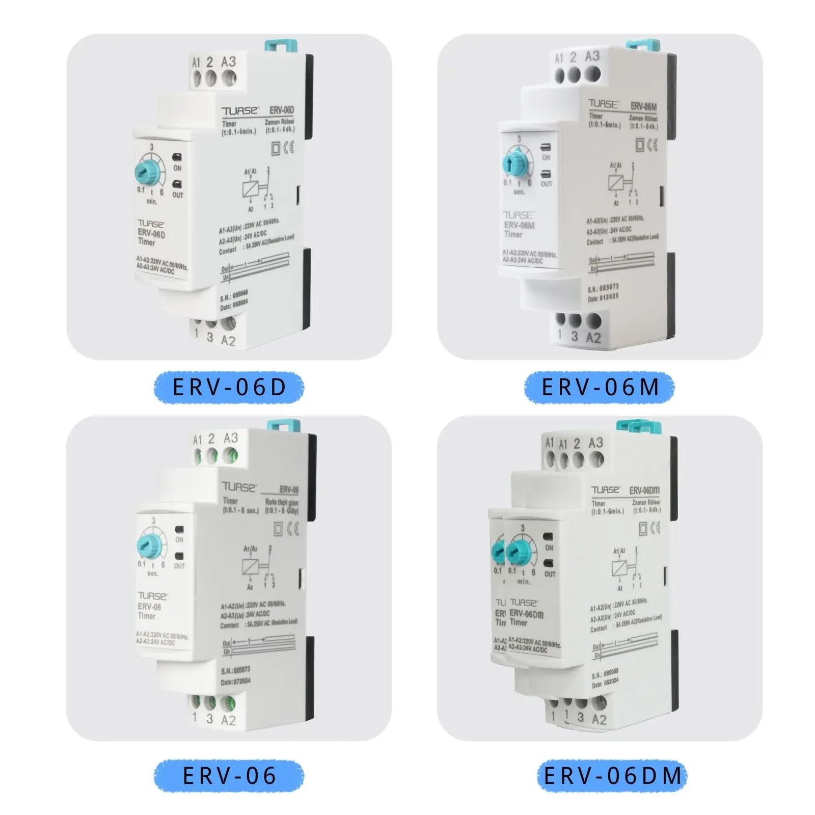 Relé temporizador electrónico con retardo de apagado ajustable(ERV-06 0.1-6sec.)