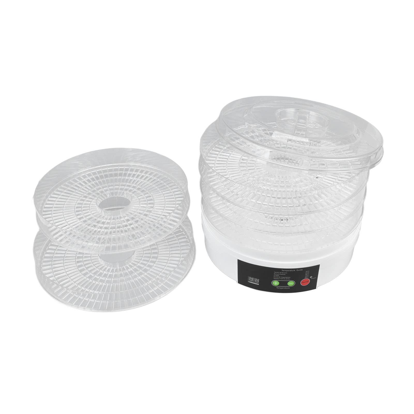 Deshidratador de Alimentos 350W 5 Bandejas Control de Perilla Máquina Secadora de Alimentos Eléctrica Calefacción de Circulación de 360 ​​​​° con Tapa y Orificios de (Enchufe europeo 220V)