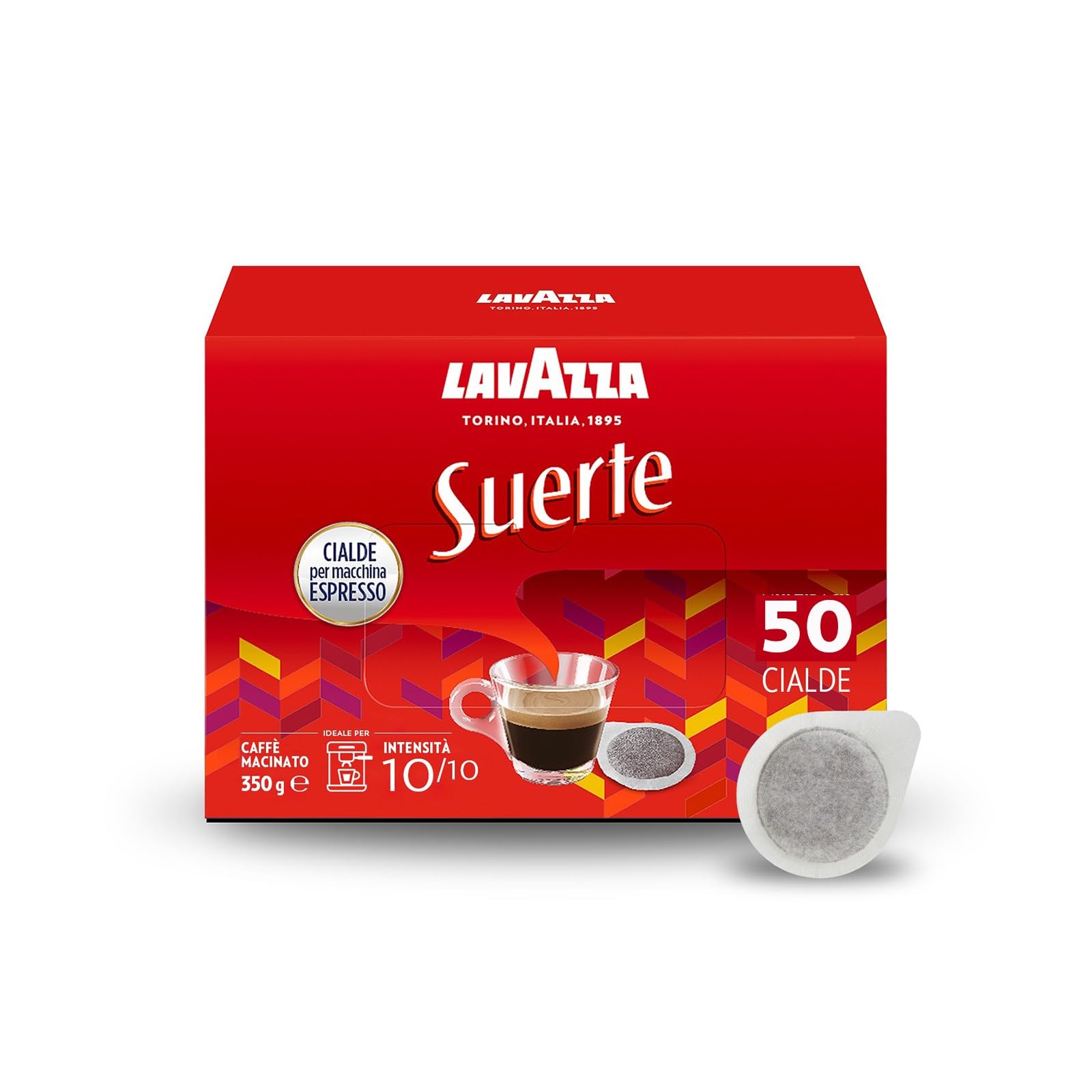 Lavazza Suerte - Cápsulas de café espresso hechas de papel, 4 paquetes de 50 almohadillas cada uno