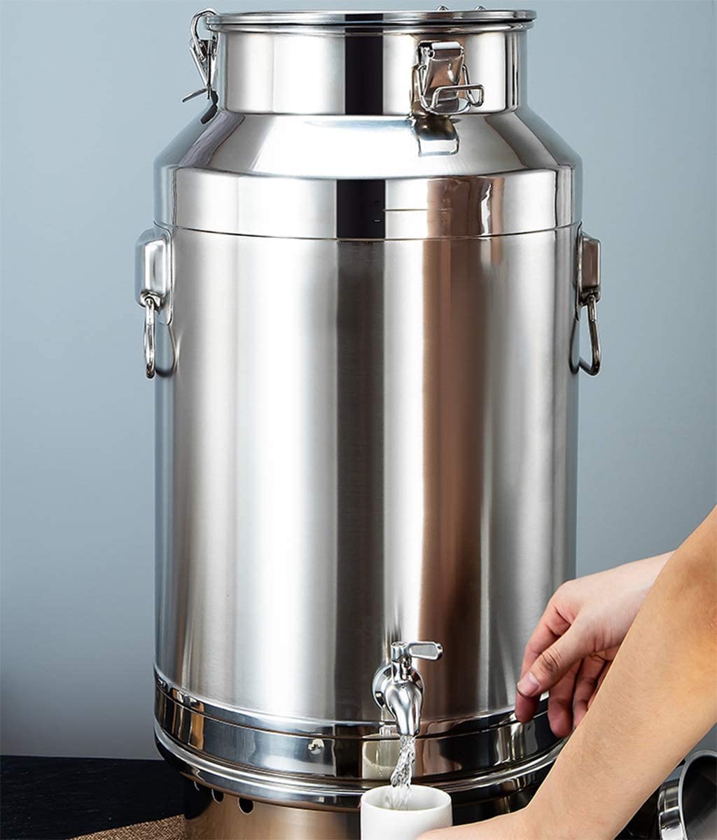 Barril de leche de acero inoxidable, almacenamiento sellado para leche, aceite, vino, sopa, fermentación versátil con accesorios