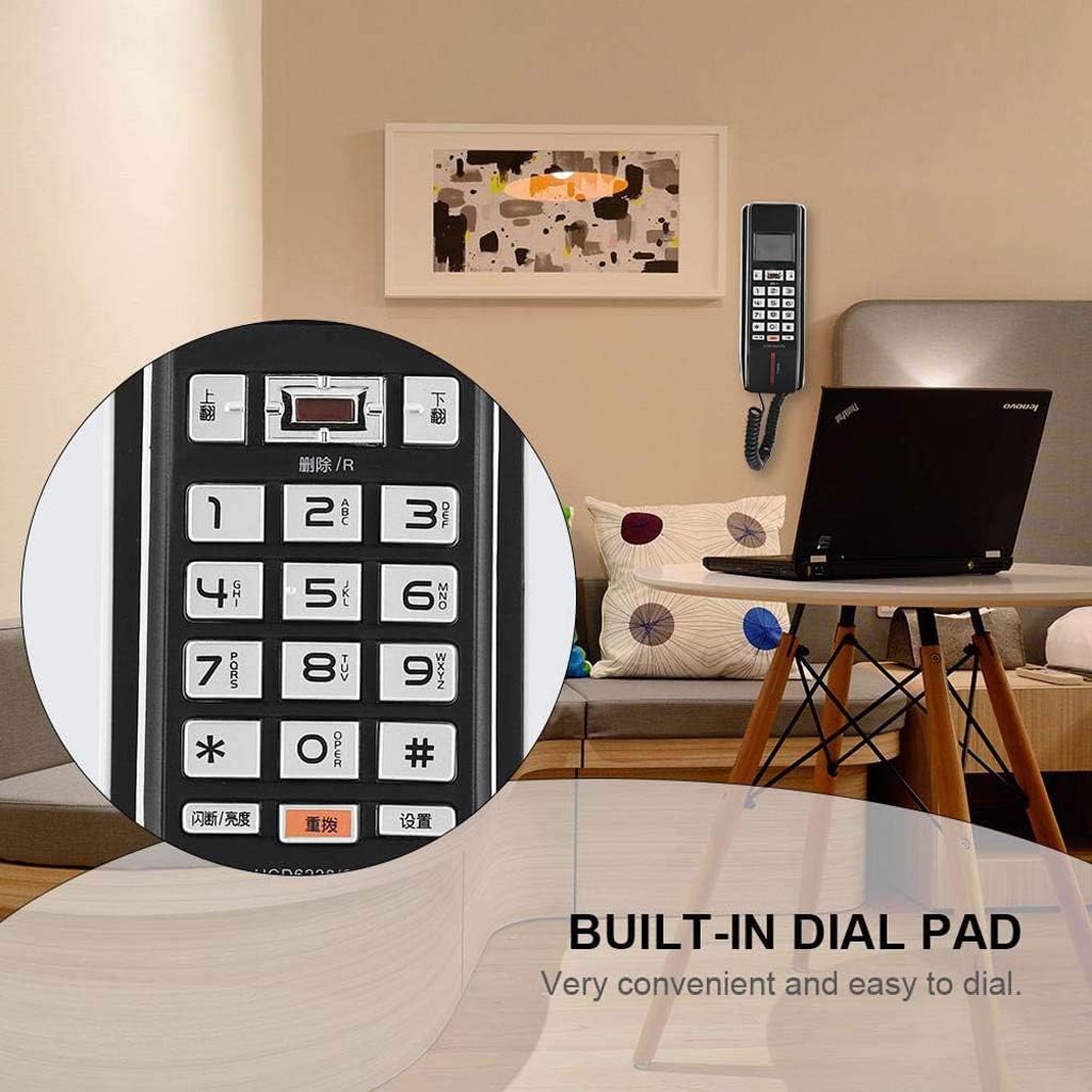 Qdid Wall Mounted Phone, Antique Retro Telephones Hanging Phone with Incoming Call Display Call Records Landline Phone for Home Kitchen