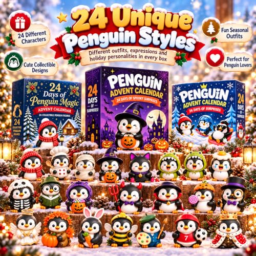 Penguin Advent Calendar 2026, 24 Days Countdown Calendar with 24 Unique 2D Penguin Ornaments in Fun Outfits, Cute Christmas Decorations, Collectible Holiday Gift for Kids, Adults & Penguin Lovers,02 - image 4