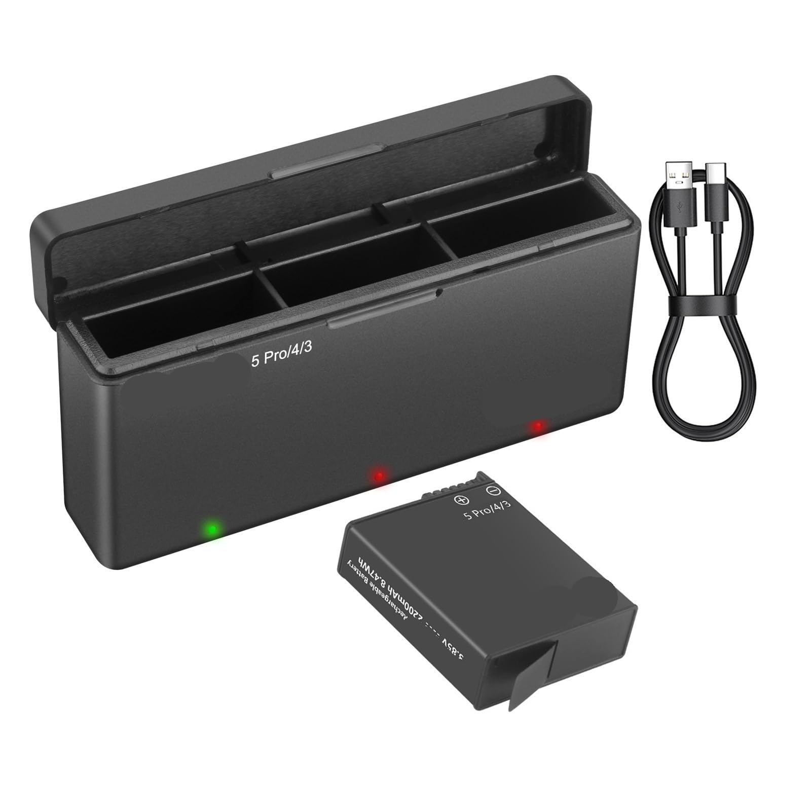 2200mAh Remplacement 360 Action 5 Pro/4/3, Chargeur boîte 3/4/5Pro Accessoires de caméra(1PCS with Charger)